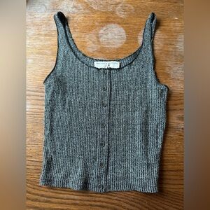 Urban Outfitters Gray Ribbed Button-Front Tank Top